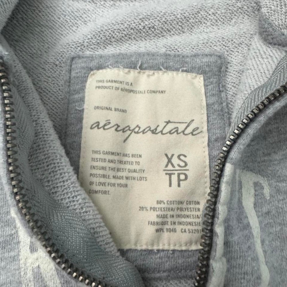 Vtg Y2K Aeropostale Zip Up Hoodie Pink Spellout Logo XS - Picture 4 of 7